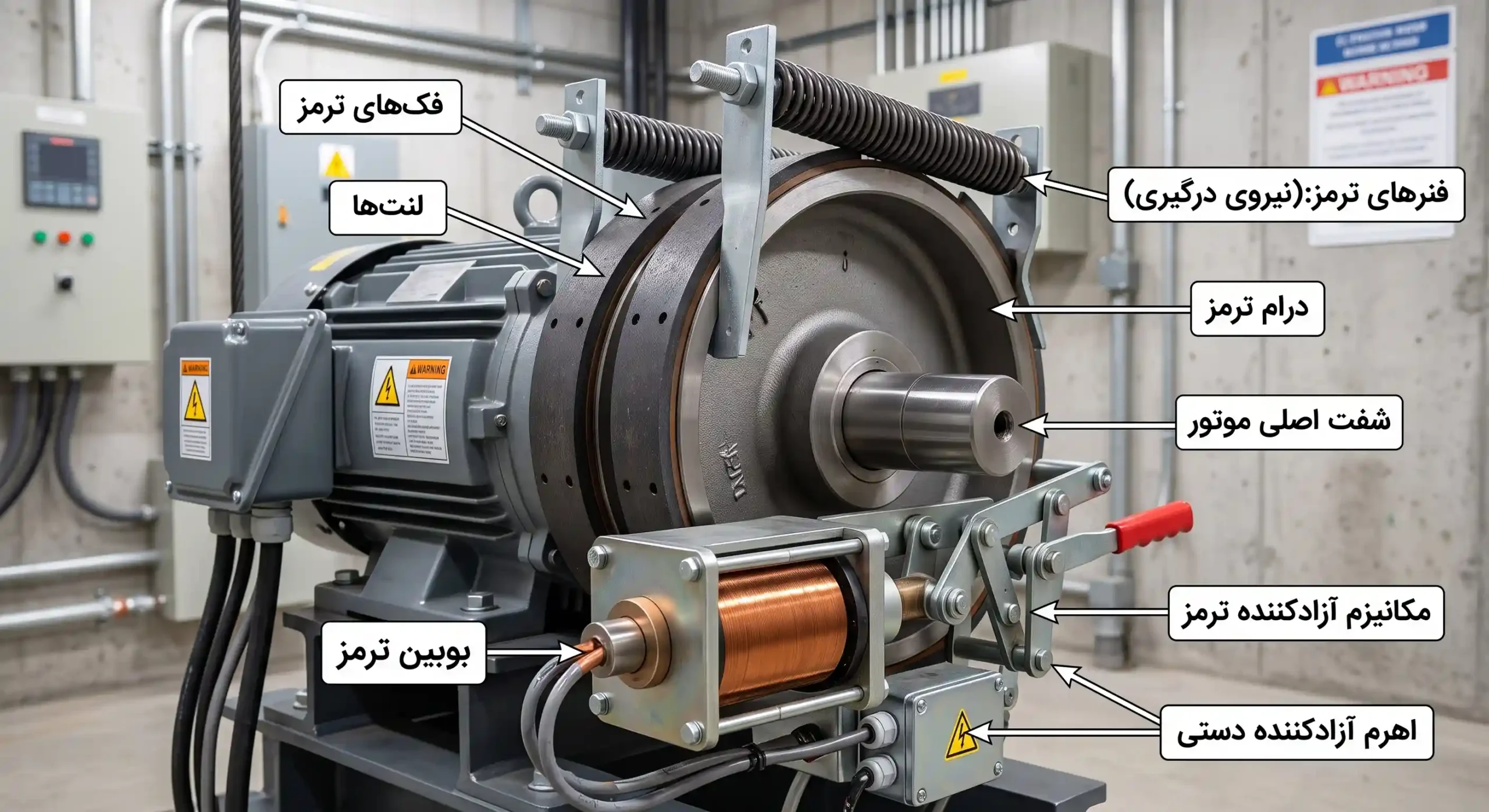 تنظیم فک ترمز موتور آسانسور